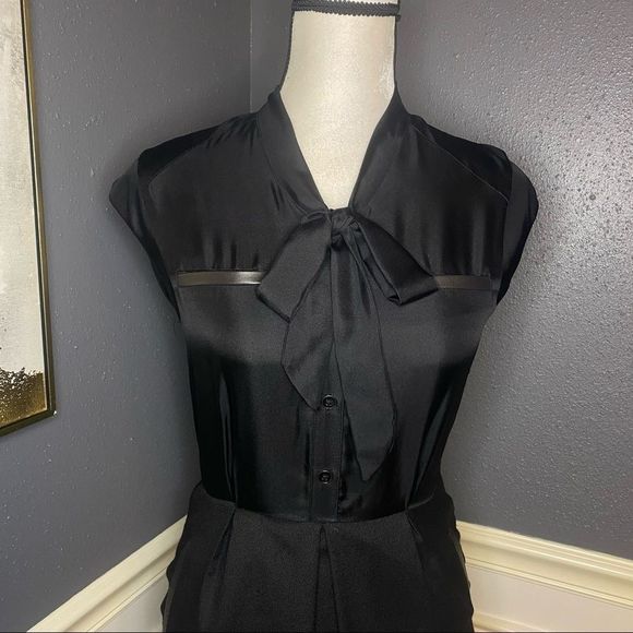 Sea NY Mixed Media Pussy Bow Button Down Dress - Picture 2 of 10